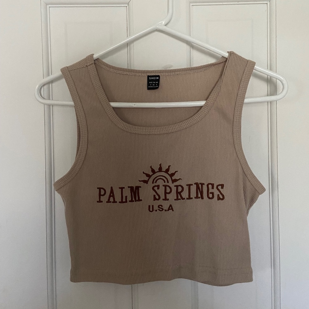 Embroidered Brown Palm Springs Tank